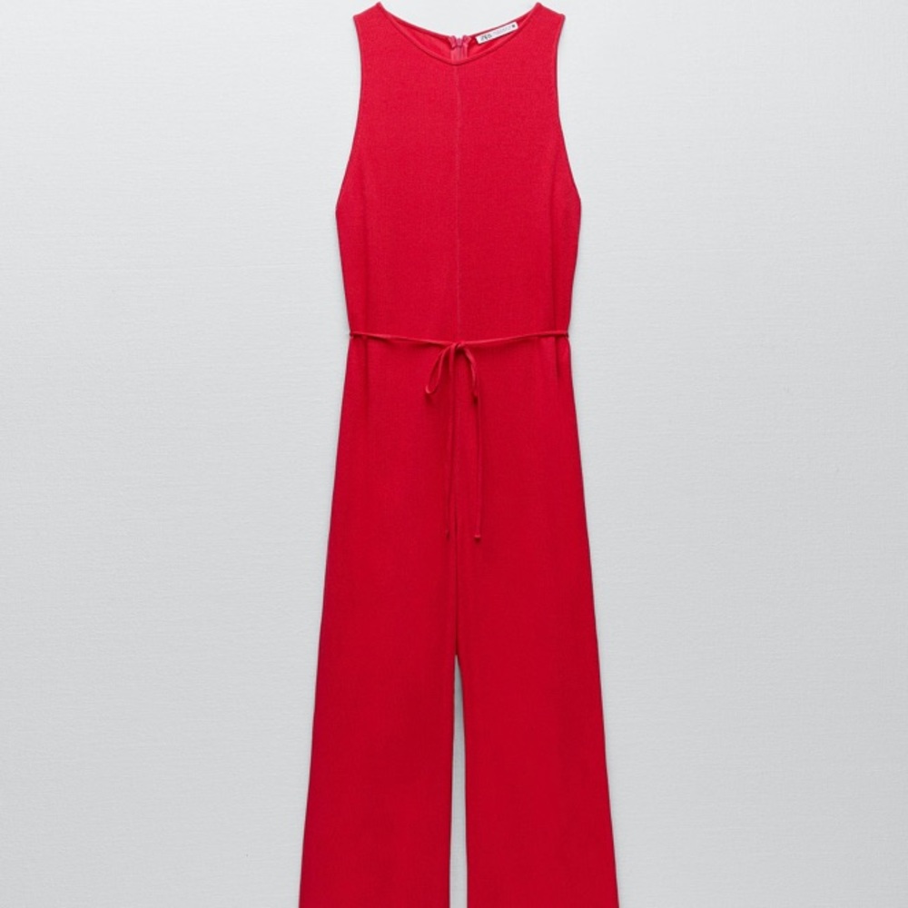 Zara Pink/Fuchsia Ribbed Belted Flowy Romper